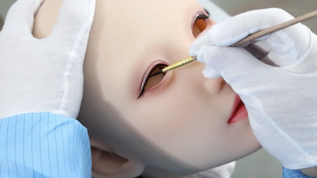 Hand-painted eye makeup process for realistic silicone sex doll faces