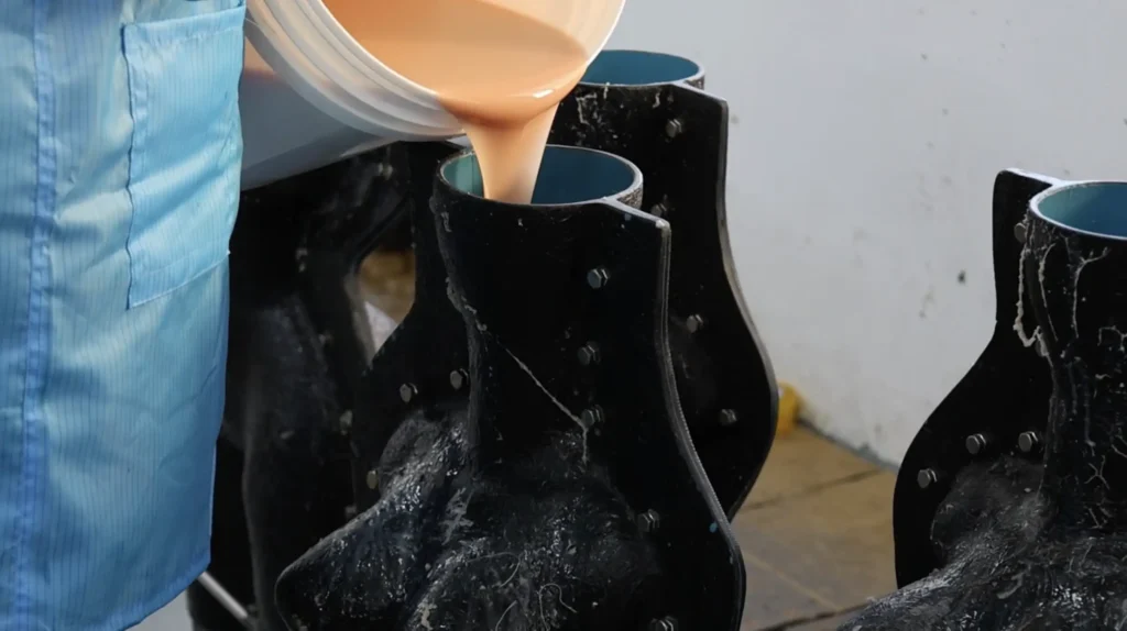 Liquid silicone pouring process used in sex doll body production